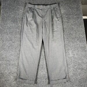 Brooks Brothers 346 Dress Pants Men 36x31 Grey Wool Pleated Straight Leg Cuffed